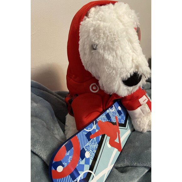 Target Stores 2013 Holiday Bullseye Dog  Plush Snowboard Hoodie 12” Toy Has Tag - Picture 2 of 16